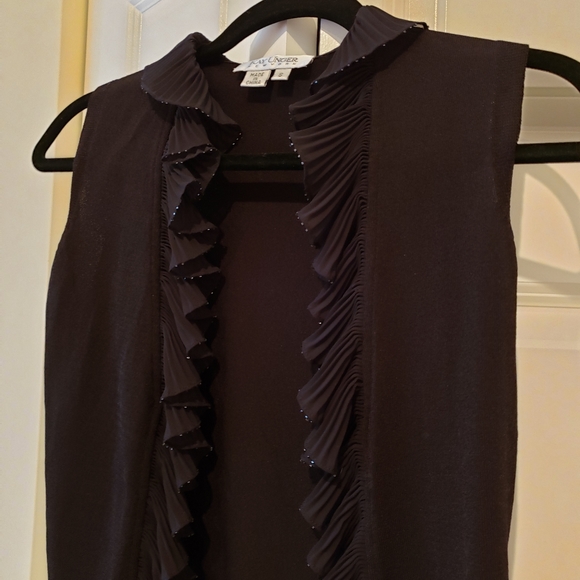 Kay Unger Sleeveless Vest w/ Beaded Ruffle - Picture 4 of 5